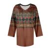 Women's Casual Tops V Neck Pull Stripe Prints Seven Sleeve Tops