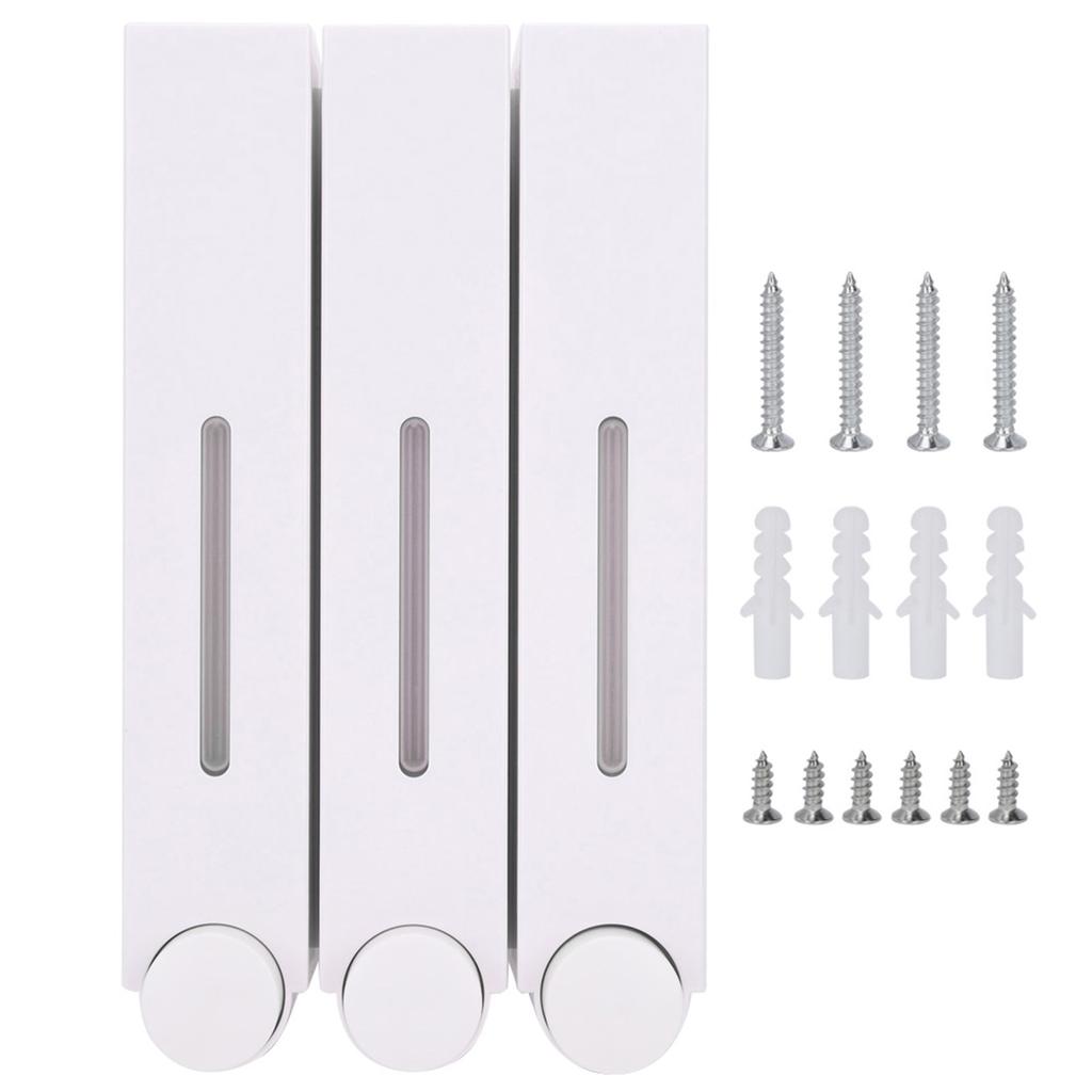Wall Mount Shower Liquid Soap Dispenser Three Head Shampoo Dispensers for Hotel Bathroom6028 White