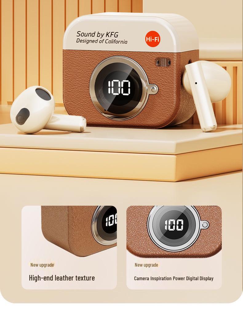 Q86 Retro Camera Style Bluetooth Earphone Case with Digital Display and Long Battery Life - Original Q Series In-Ear