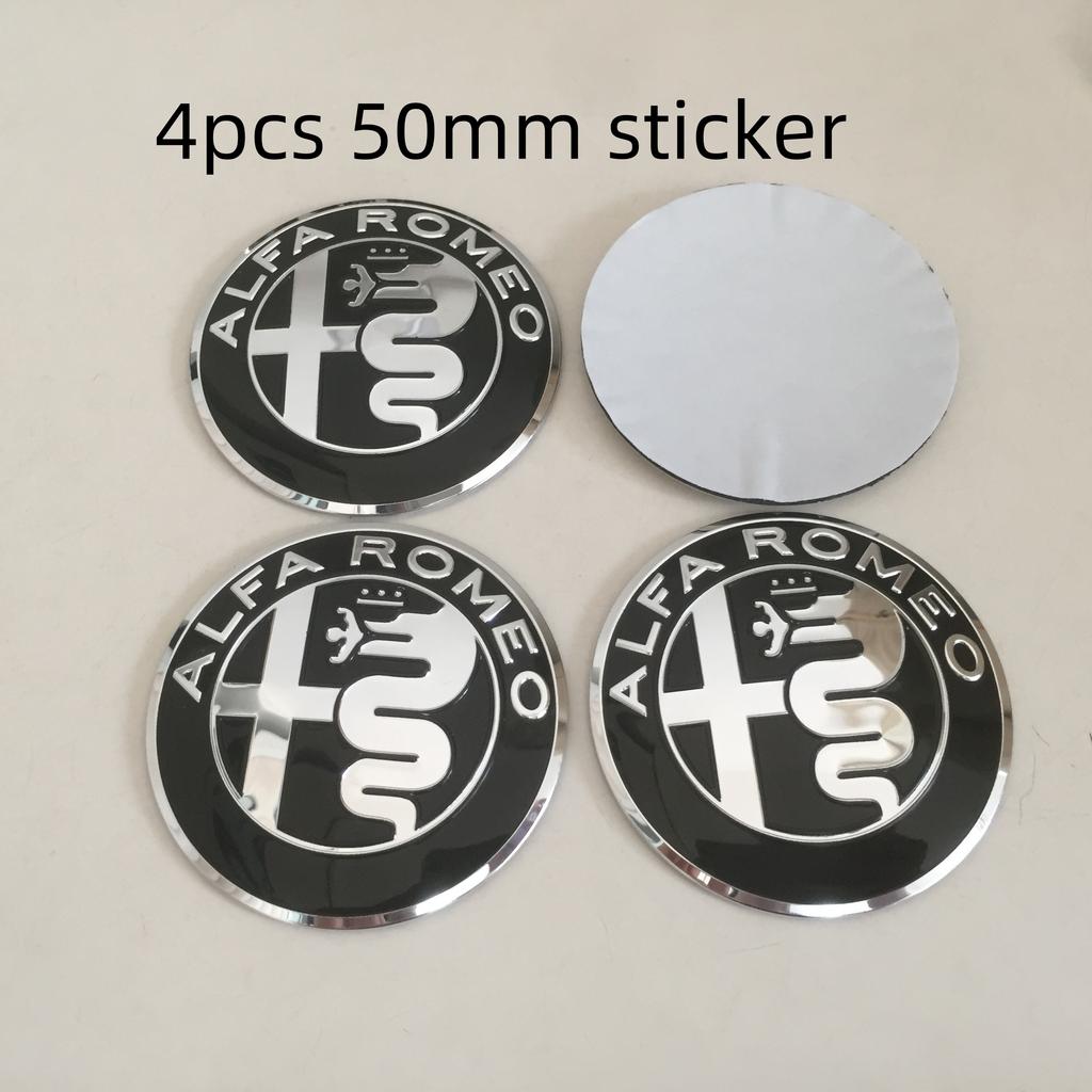 LQMN5 1-7pcs forAlfa Romeo Car emblem Wheel Cover caps front Hood badge rear Trunk Steering sticker Styling 2x74mm , 4x50mm,1x40mm