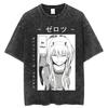 Zero Two Darling In The Franxx Vintage Acid Washed Anime T-Shirt Vaporwave Aesthetic Black Oversized Unisex Streetwear Fan Tee