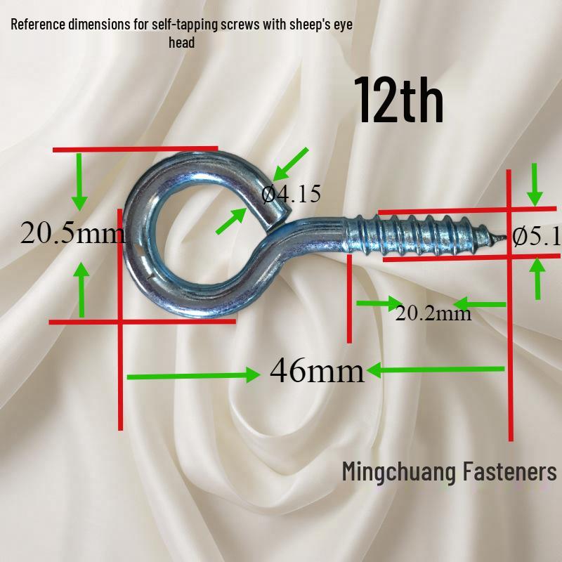 Blue & White Zinc-Plated Hardware Pendant with Eye Screws - Self-Tapping, Pointed Head, Wood Grain Wind Hook for Lamps, New Chinese Style.