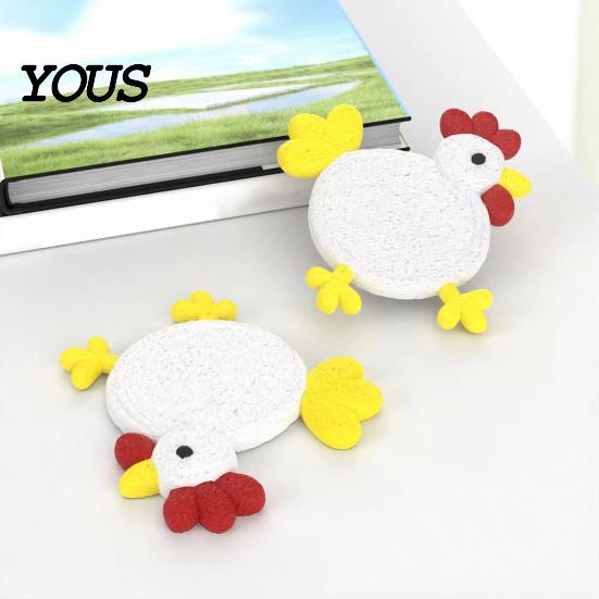 Fun Coffee Cup Coaster Cute Chicken Coaster, 3D Printed Reusable Drink Heat Soft Silicone Insulation Table Protection Mat for Home Office