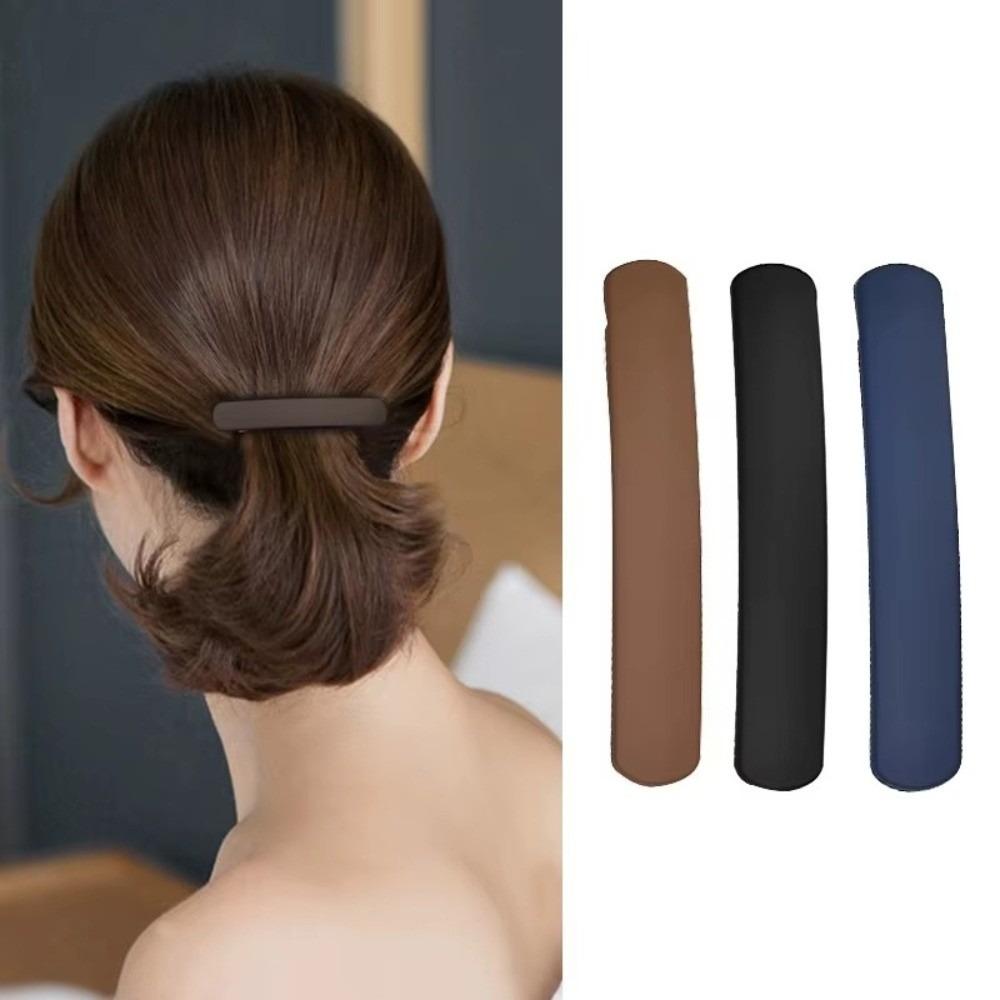Elegant Solid Color Hair Clip Frosted Rectangle Spring Clip Non-Slip Large Hair Grip for Women