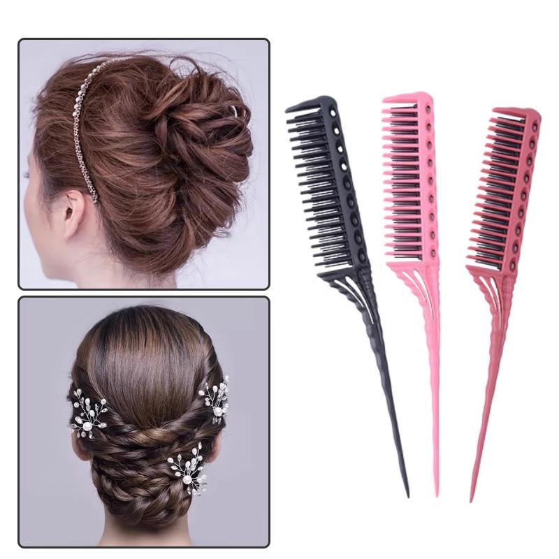 1Pc Professional Hair Combs Tip Tail Comb Barber Hairdressing Comb 3-Row Teeth Detangling Comb Salon Tools Barber Accessories