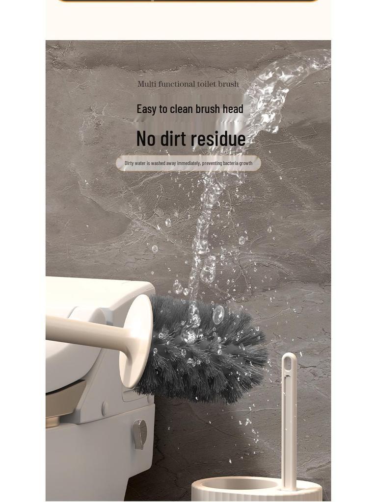 Luxury Wall-Mounted Quick-Dry Toilet Brush Set with Base for Cleaning Bathroom Corners