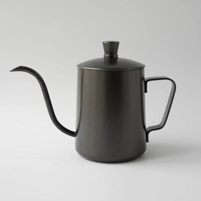 FUN COFFEE Coffee Kettle 350ml Direct Fire Coffee Pot Drip Kettle Drip Pot Narrow Mouth with Lid Stainless Steel Camping Black (co-0012-3)