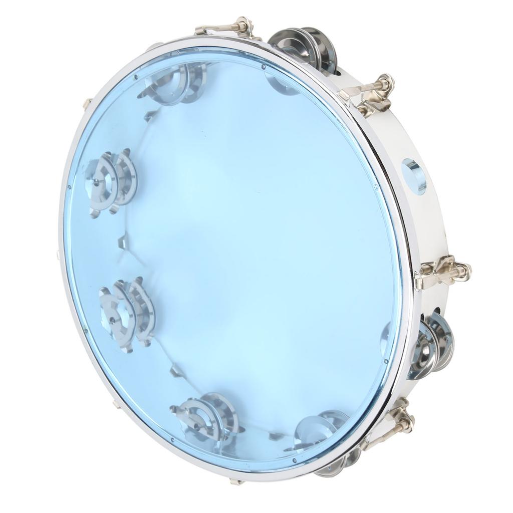 MBAT Tamburin Justerbar Dobbel Rad 10in Perkusjon Bjeller Instrument for FestBlå