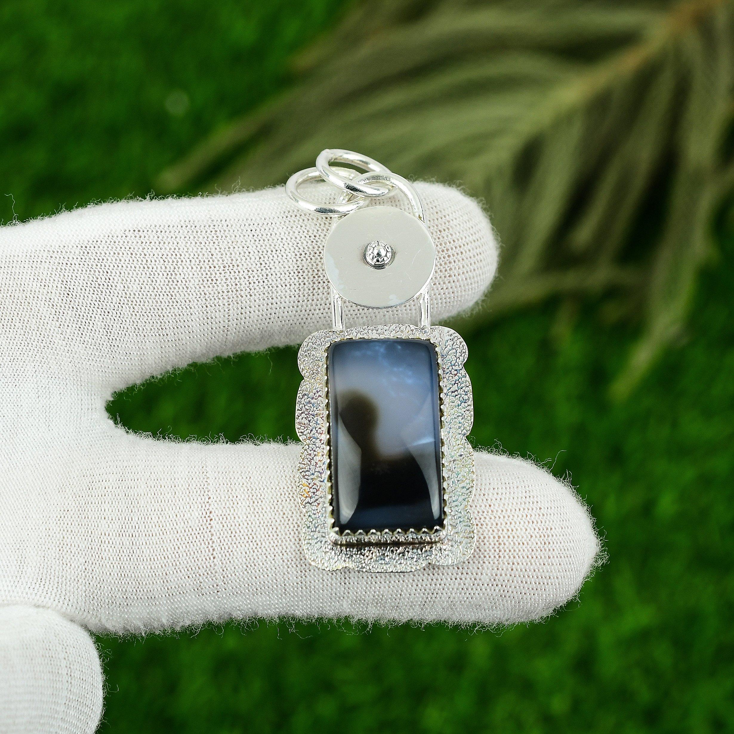 Mothers day Sale 925 Silver Montana Agate Stone Anniversary Engagement Pendant