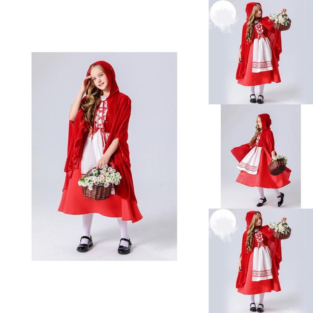 Girls Adorable Red Fairy Tale Costume Featuring High Quality Polyester Fabric Comfort For