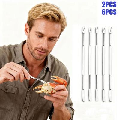 2/6 Stück Edelstahl Krabbenfleisch-Picker Meeresfrüchte-Esswerkzeug Obstgabel Nussknacker Nusswerkzeug Nadel für Küche und Esstisch