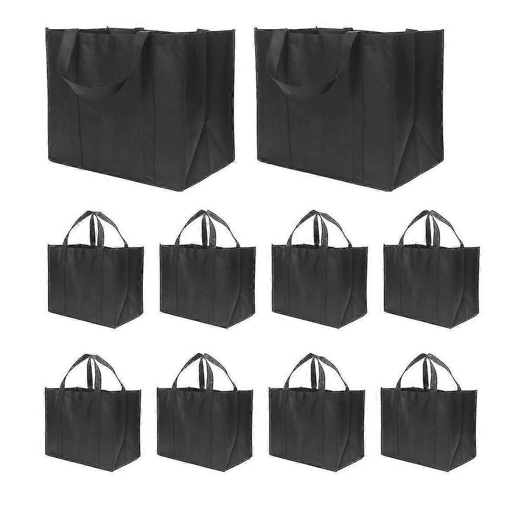 35L Reusable Grocery Bags With Long Handles, 10 Pack Foldable Reusable Shopping Bags, Grocery Bag Bulk