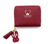 Bear Print Wallet with Coin Purse, Card Slots, Compact, Single Wallet (Red)
