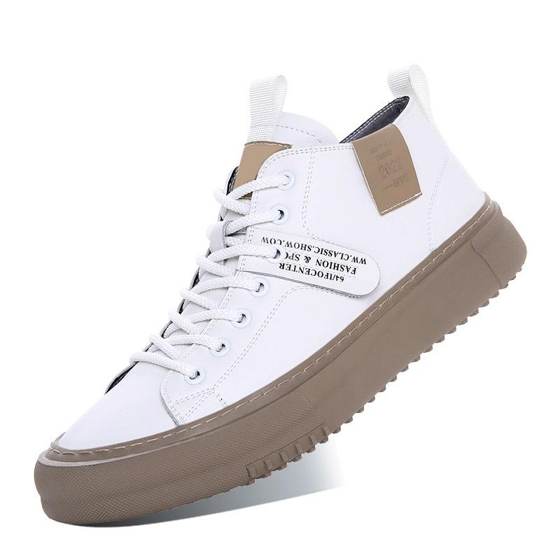 

МодаНатуральная кожаМужская повседневная обувьМужские белые кроссовки на шнуровкеTenis MasculinoМужская обувьМужская вулканизированная обувьКроссовки для скейтбординга 44 белый