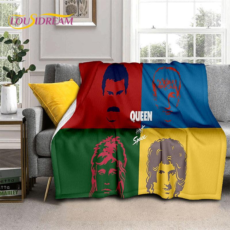 Queen-Rock-Band 3D Freddie Mercury Blanket,Soft Throw Blanket for Home Bedroom Bed Sofa Picnic Travel Office Cover Blanket Kids