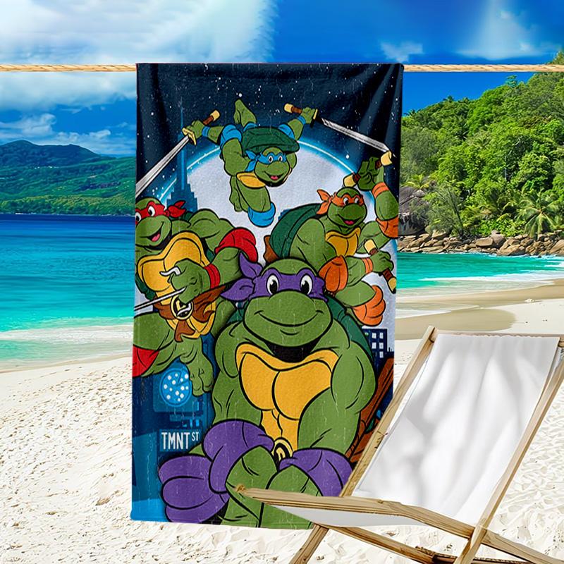 1pc Teenage Mutant Ninja Turtles Beach Towel, Beach and Seaside Swimming Pool Equipment, Fashion Pattern, Rectangular, Travel Essentials