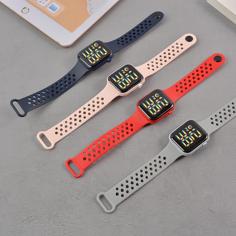 Y1LED Digital Rainbow Display Sport Watch with Large Screen and Button Movement for Men and Women