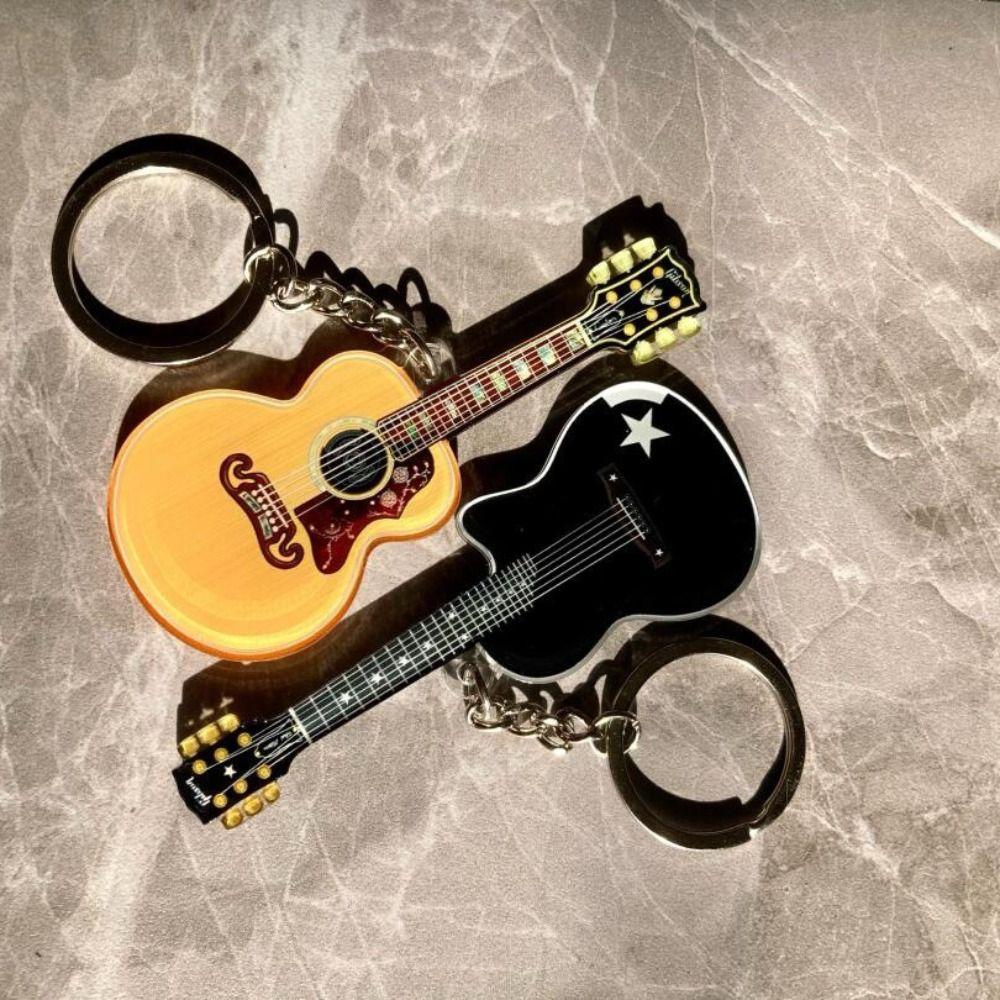 Vintage Style Wooden Guitar Charm Lightweight Acrylic Guitar Pendant Purses