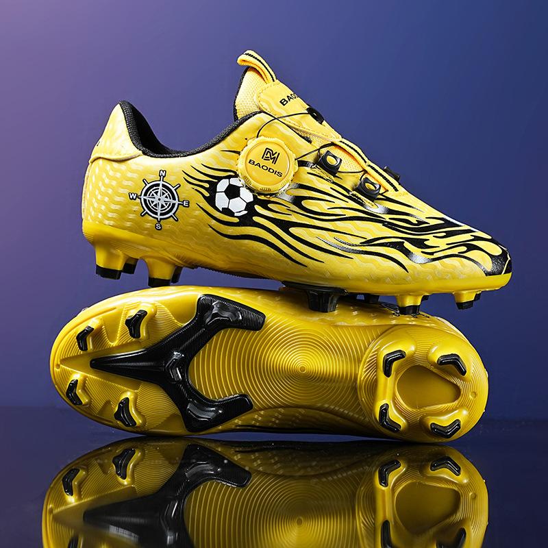 Kinderfußballschuhe Drehverschluss Herren Sporttrainingsschuhe lange Stollen Grundschüler Kunstrasen Kinderschuhe