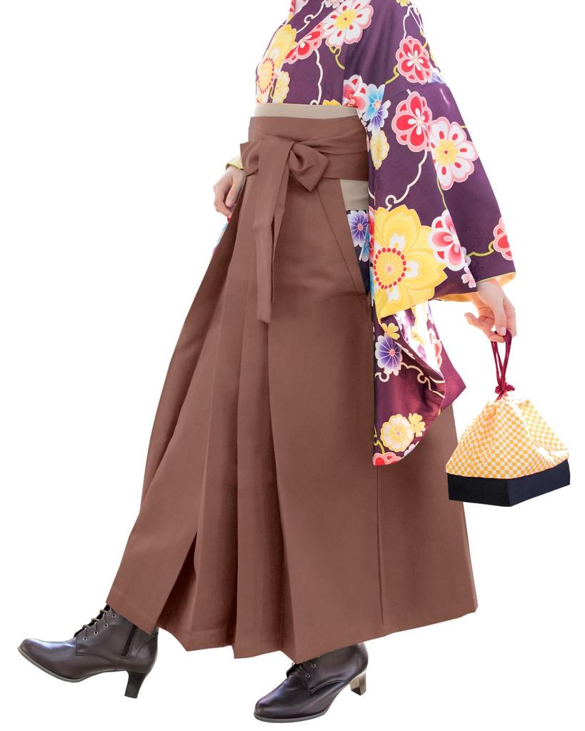 Plain Hakama for Graduation Women [KYOETSU] Ceremony, (Chestnut Brown, S)