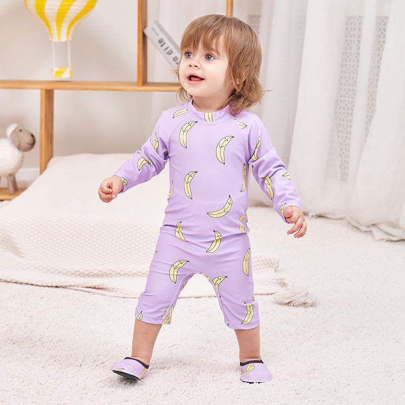 Kids' Cute Quick-Dry One-Piece Swimsuit: Long Sleeve, Sun Protection for Boys, Girls, Infants & Toddlers