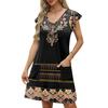 Womens Summer Dress Ruffle Sleeve V Neck Short Dresses Fashion Casual Flowy A Line Swing Sundress With Pocket