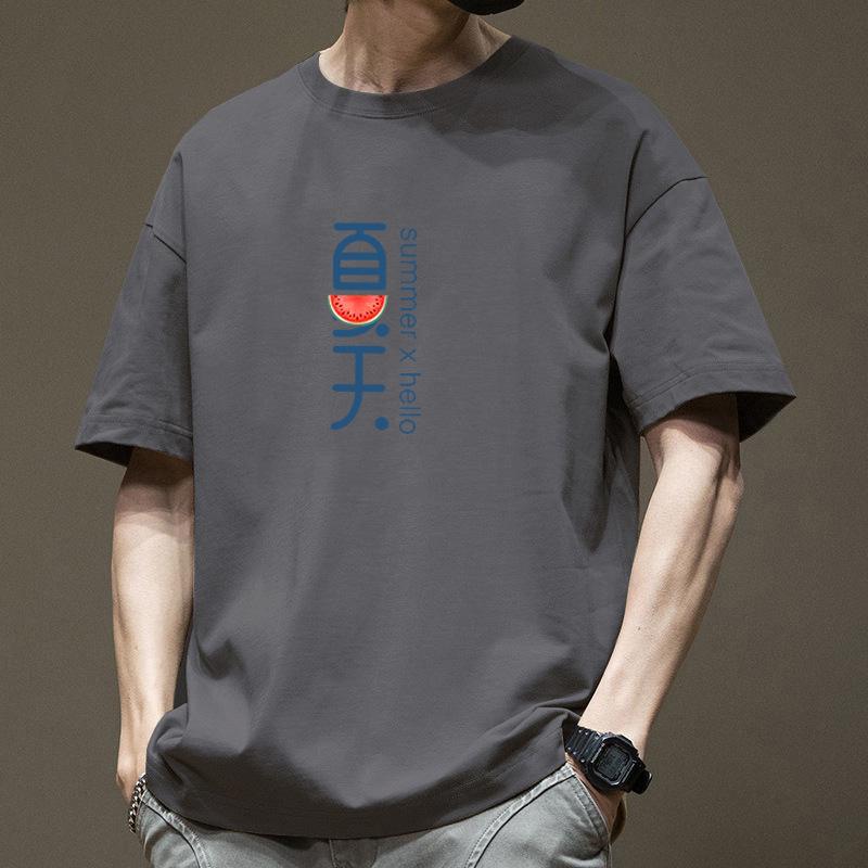 

Мужская футболка с коротким рукавом, летняя модная брендовая одежда из чистого хлопка, тяжелая, трендовая, универсальный свободный топ, американский ретро, европейский и американский стиль, высокая 3XL