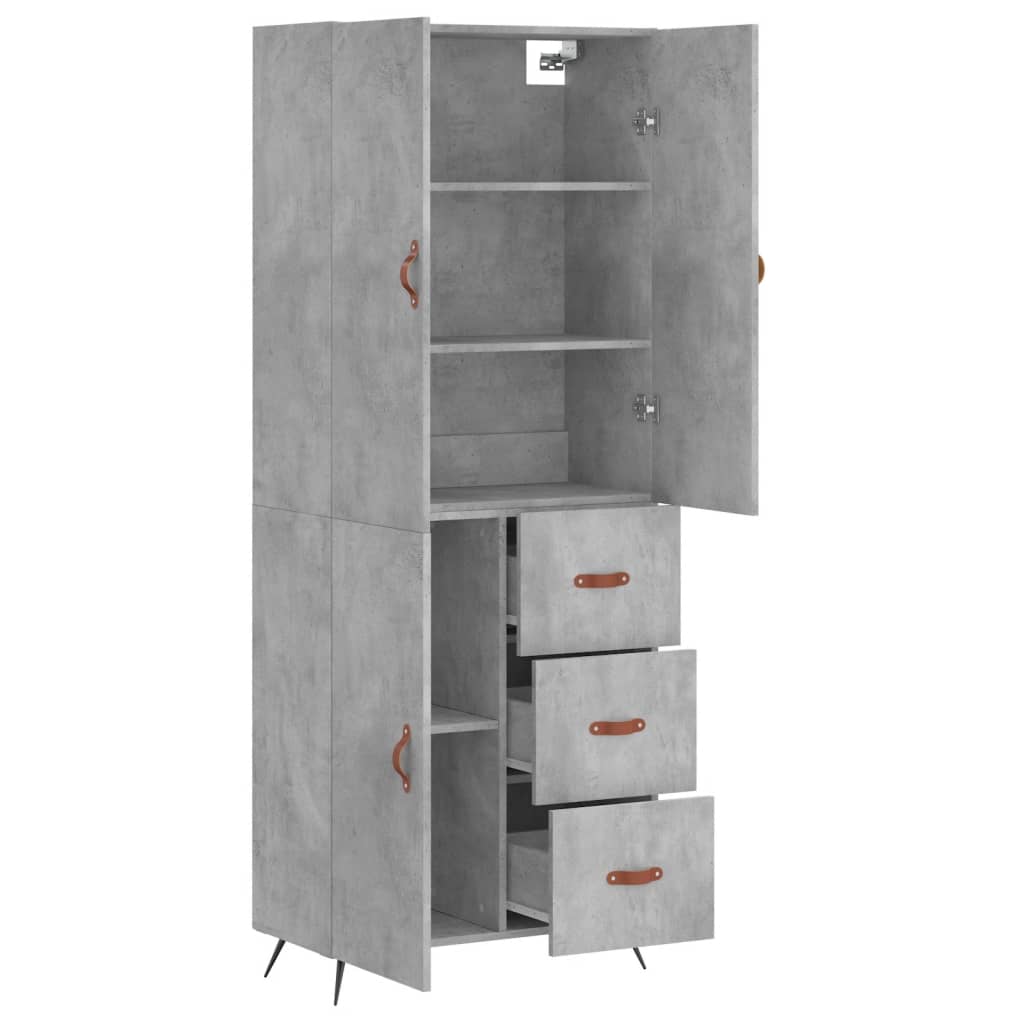 vidaXL Highboard Betongrau 69,5x34x180 Cm Holzwerkstoff