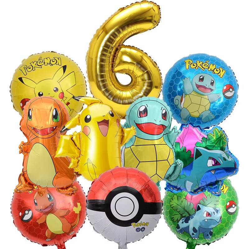 Balloon Monster Set Birthday Party Decoration Aluminum Film Balloon Vibrant Multi-Colored Balloon Pikachu Children'S Party Supplies