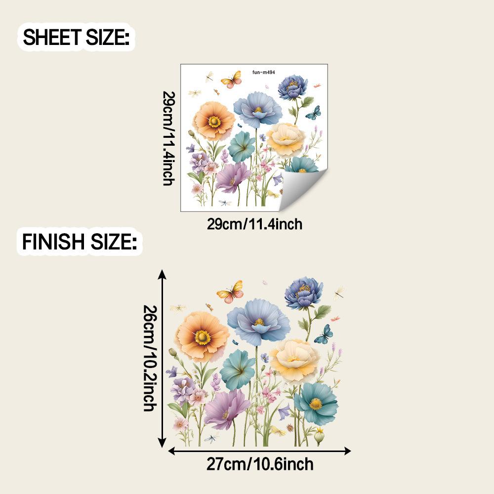 

Fresh and Pastoral Style Floral Butterfly Bathroom Home Decoration Stickers
