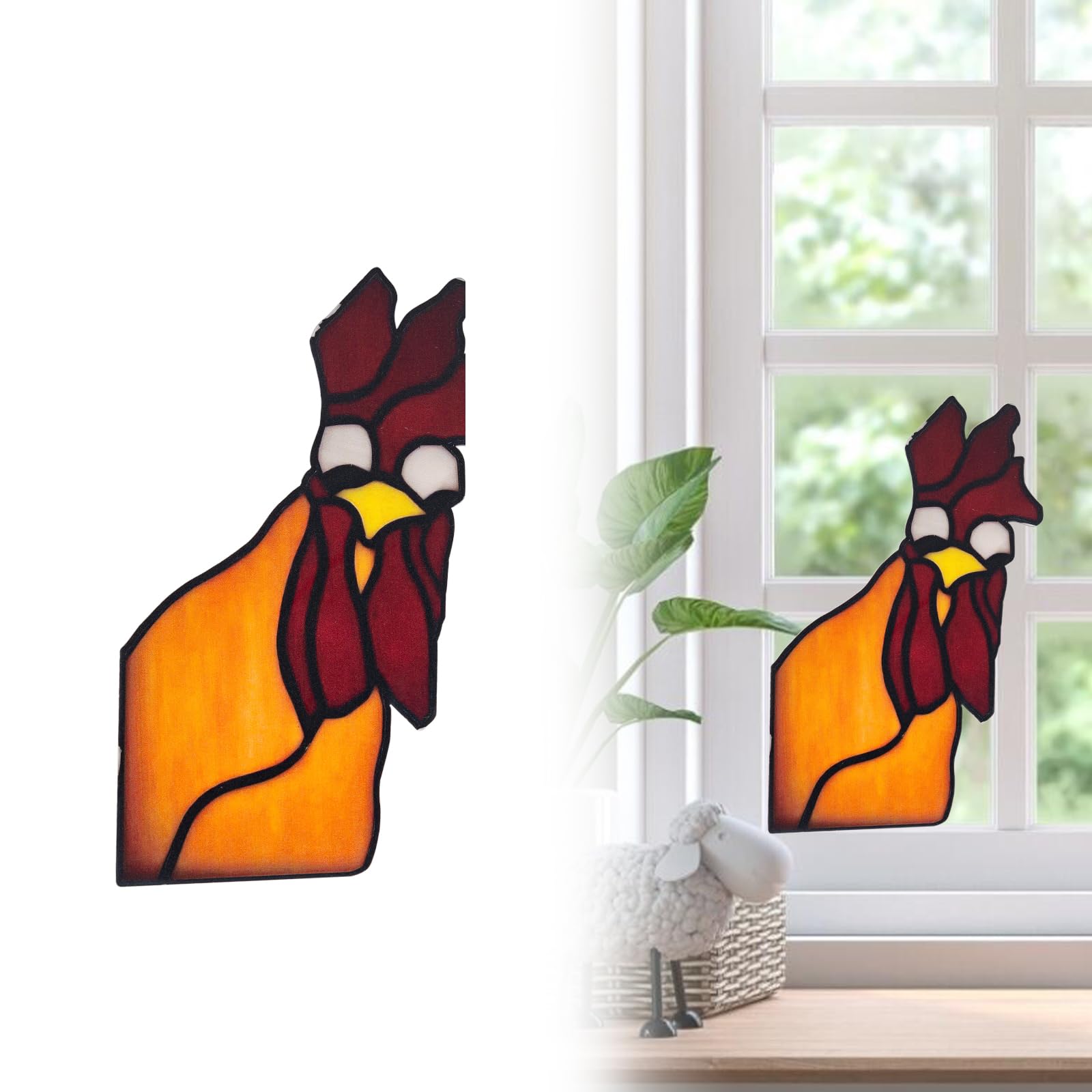 

10cm Creative Peeping Rooster Window Corner Decor Acrylic Balcony Ornament Style A
