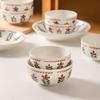 ZISIZ Japanese Retro Floral Ceramic Rice Bowl Set