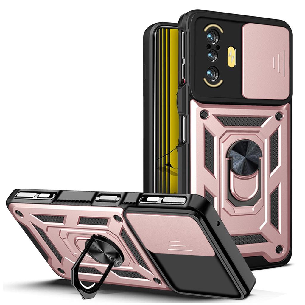 POCO F3 GT Armor Phone Case For Xiaomi POCO F3 GT Cover Lens Protection With Ring Magnetic Stand Holder Coque Fundas Capa Fall