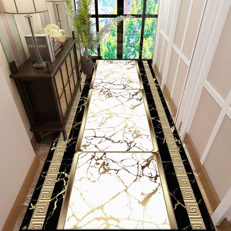 Europäischer Luxus Langer Flur Teppich Marmor Dekoration Wohnzimmer Läufer Teppich Hotel Halle Treppe Durchgangsmatten Anpassbar