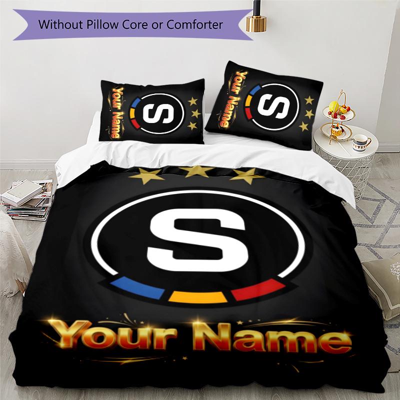3pcs AC Sparta Praha Cover Set - Personalized Name, HD Printed Bedding with 1 Cover and 2 Pillowcases - Perfect for Home Decor, Easy Care
