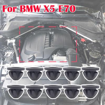 10x Příslušenství k dorazům krytu motoru auta Gumová průchodka pouzdra pro BMW X5 E70 2010 - 2013 F15 F85 2014 - 2018 G05 F95