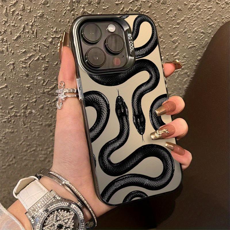IMD Black Long Snake Eye Pattern Case For iPhone 11 Cases iPhone 16 Pro Max 12 13 14 15 15Pro Aesthetics Phone Case Cover Funda