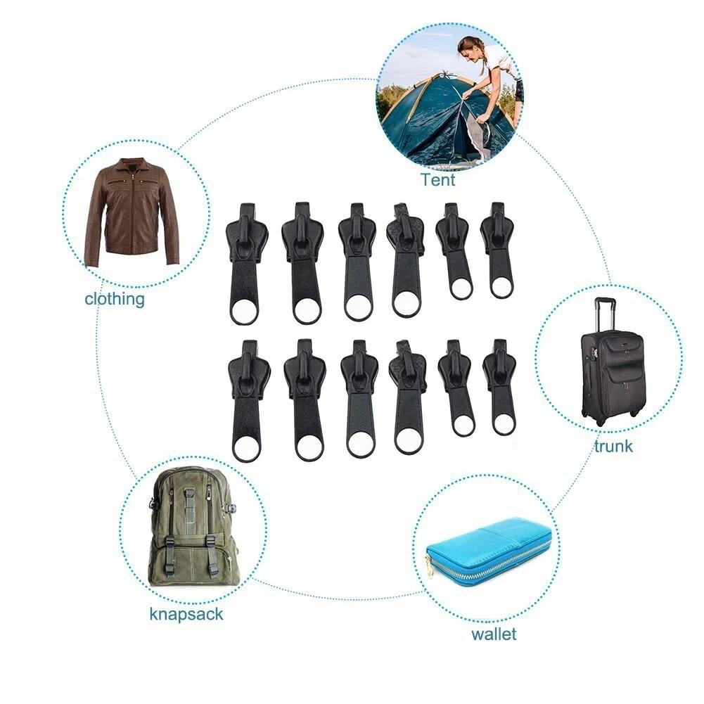 6/12/24pcs Sewing DIY Detachable Zipper Head Zipper Practical Convenient Sturdy Bag Handbag Suitcase Backpack Tent