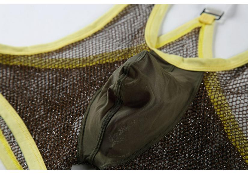 Tuta modellante estiva da uomo originale - Design casual fitness a rete con spalline LT1