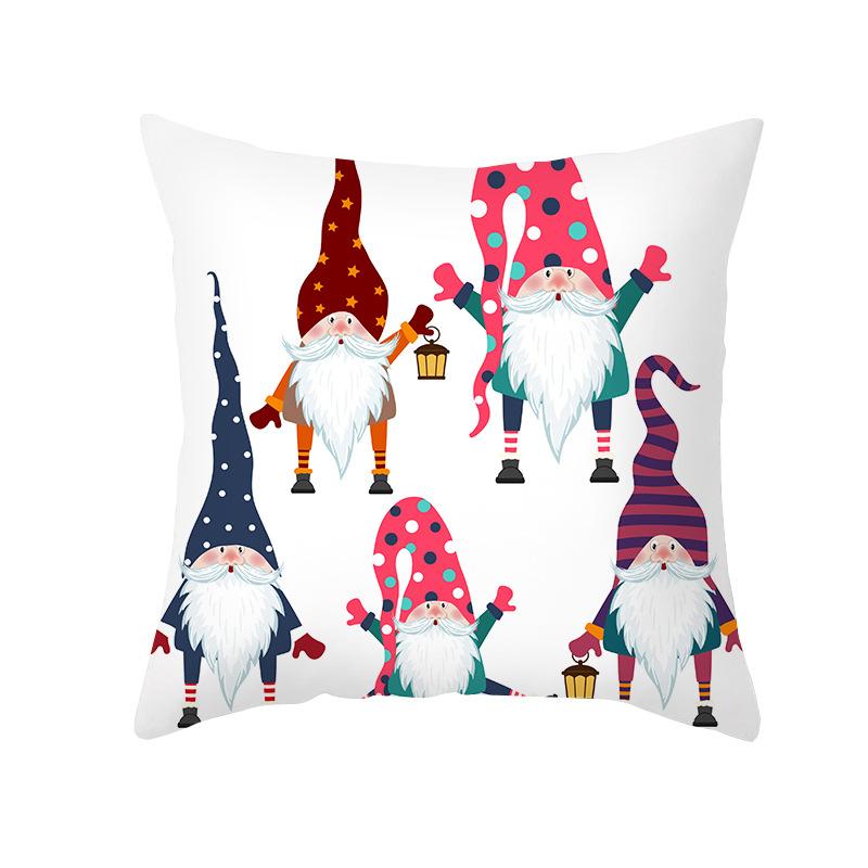 Cartoon Printed Christmas Pillow Case Peach Skin Santa Claus Wish Pillow Home Sofa Cushion
