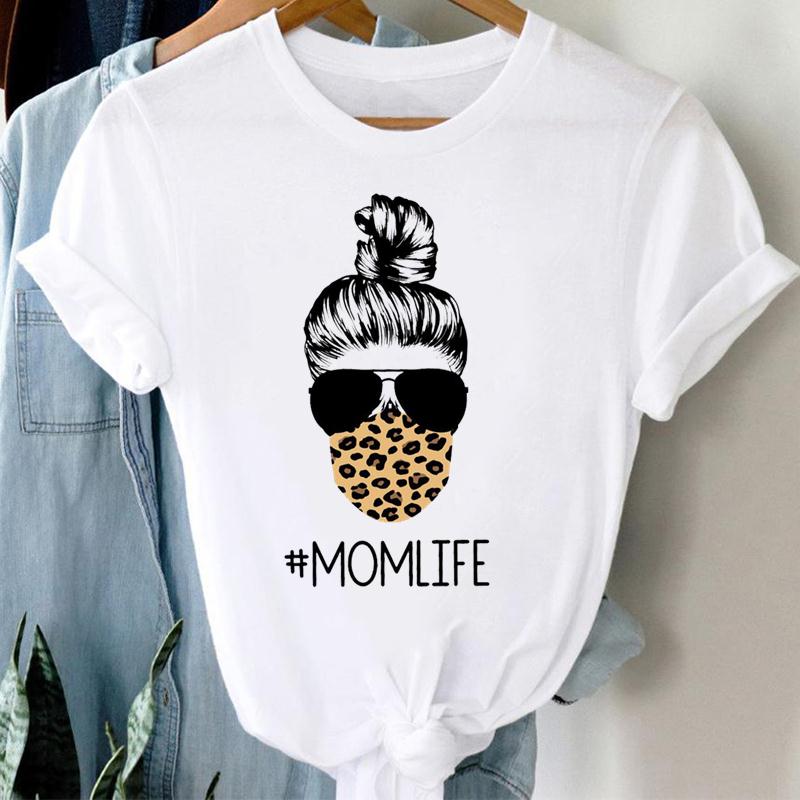 Damen T-Shirt Süße Familienkleidung Lässiges Print-T-Shirt Mama Mutter Mama Oberteil Sommer Mode Kurzarm Dame Weibliches Grafik-T-Shirt