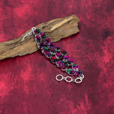 Bi-Color Tourmaline Bracelet Jewelry, 925 Solid Sterling Silver Gemstone Bracelet Handmade Jewelry, For Memorial Day