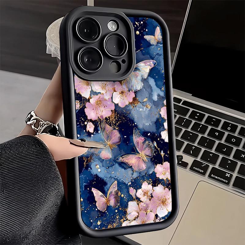 Phone Case for iPhone 17 Air 16E 15 16 Pro Max Beautiful Purple Butterfly Cover 14 Plus 13 12 Mini Soft Shell Silicone Fundas
