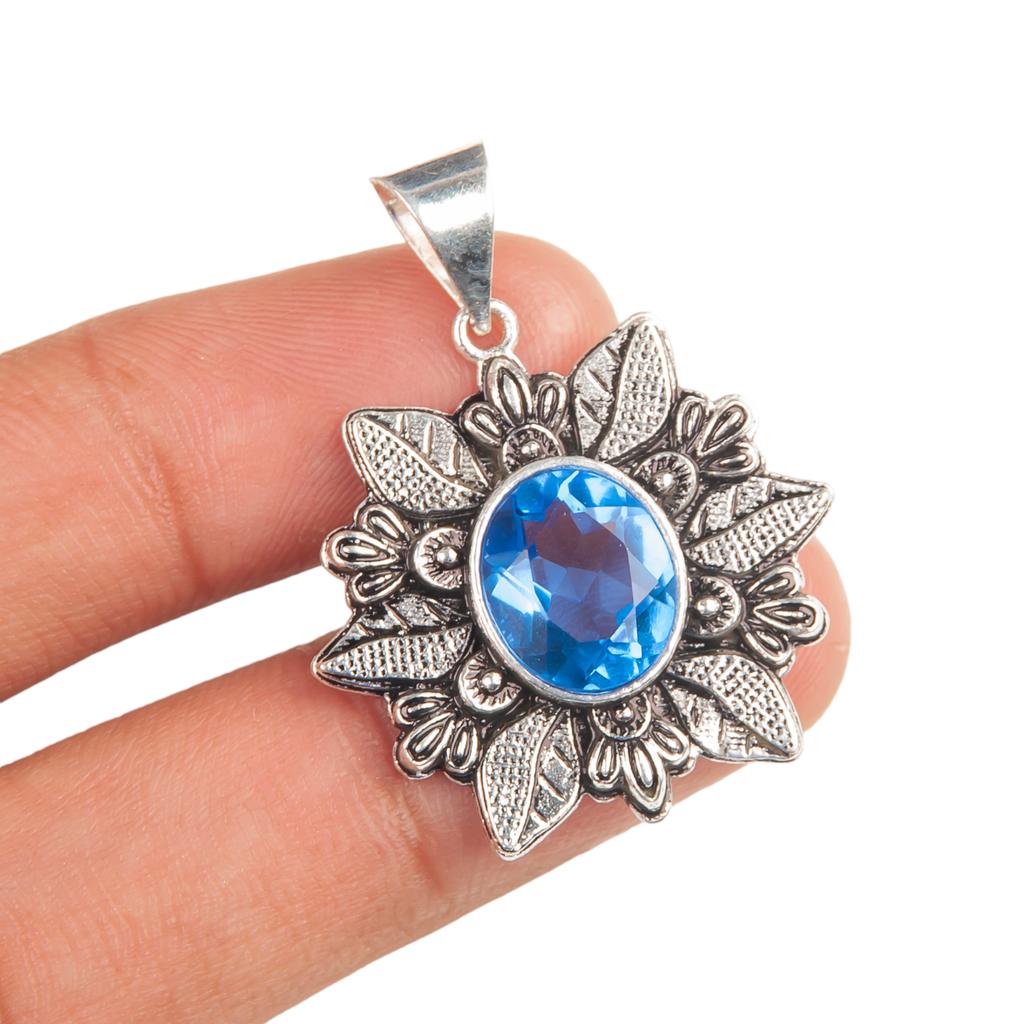 Rare Tanzanite Gemstone 925 Sterling Silver Jewelry Handmade Boho Pendant 1.59" CP-14-2