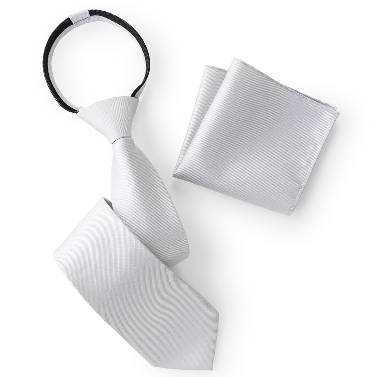 [Fukushodo] (Etiquette-friendly pocket square set from a specialty store for formal occasions) Silver wedding tie, easy to attach.