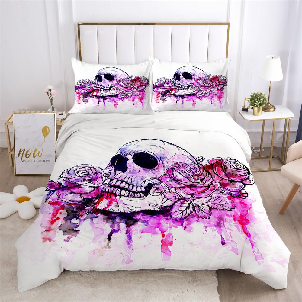 Skull Printing Bedding Cover Bedspreads Teens Double Size Bed Set Cover Microfiber Highend Home Bedclothes
