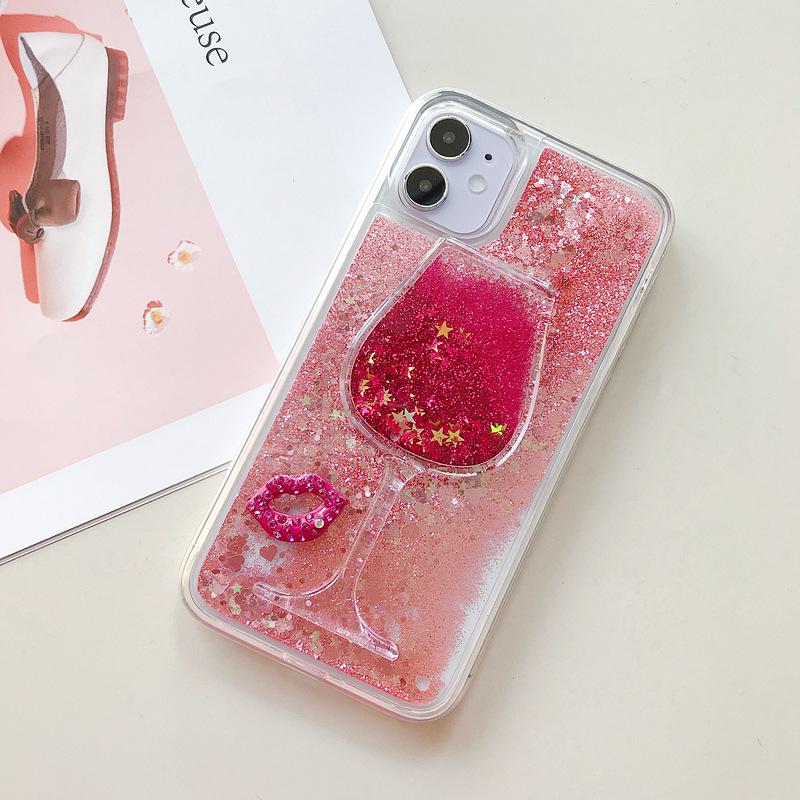 Dynamic Silicone Protective Cover for Vivo Red Lip Wine Glass S9 Quicksand Y7S Y93 Liquid One Piece Delivery Mobile Phone Case