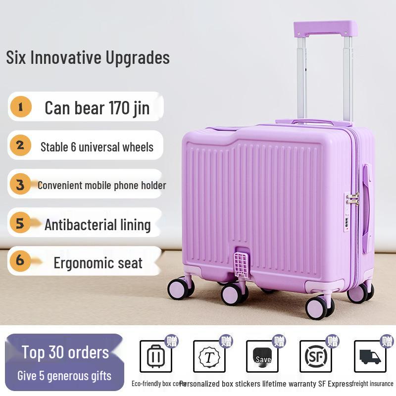 Girls' Lightweight 20" Carry-On Ride-On Suitcase with Combination Lock for Elementary Students