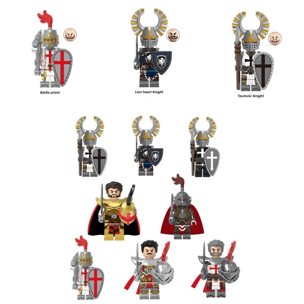 Kinder Bausteine Spielzeug X0348 Mittelalterliche Tempelritter Kaiserlicher Goldener Ritter Kampf Priester Figur