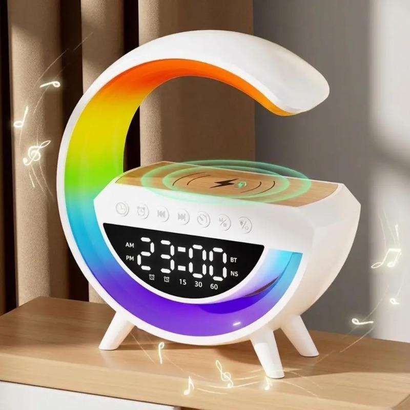 Bluetooth Speaker Wireless Charger Table Lamp RGB Alarm Clock Sound Box LED Portable Mini Party Loudspeaker
